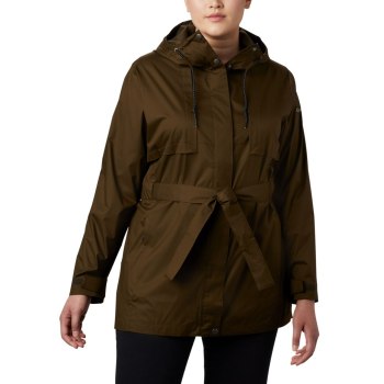 Columbia Pardon My Trench Rain Plus Size, Chamarras Verde Oliva Para Mujer | 372695-EMT